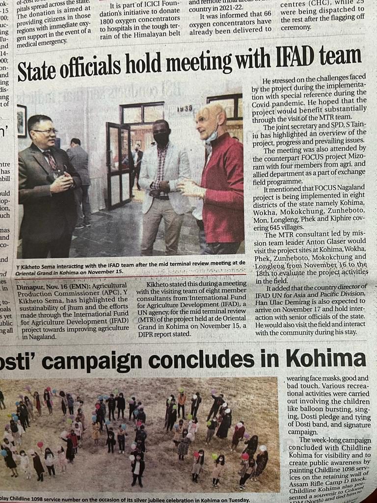 Media coverage of MTR, FOCUS Nagaland and IFAD MTR Team