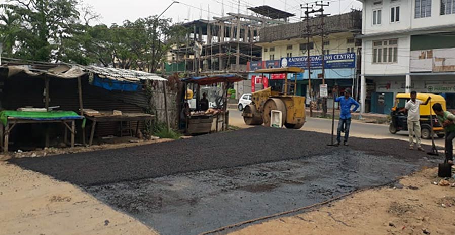 Road improvement work in Duncan road, Dimapur